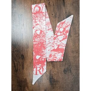 Burnt Orange Monogram R Toile Print Skinny Scarf Purse Tie Twilly NWOT